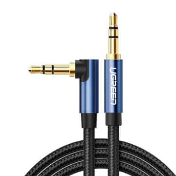 Ugreen Kutni bočni AUX audio kabel 2x Mini Jack 3,5 mm 1 m plavi