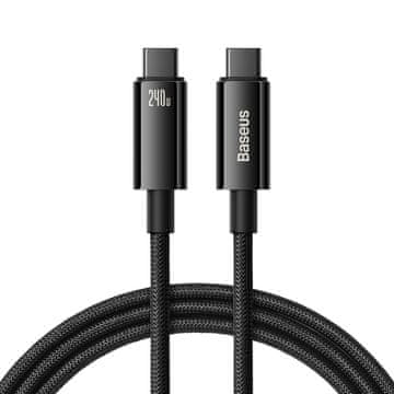 BASEUS Volframov zlatni USB-C kabel 480 Mb/s 240 W 2 m crni
