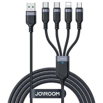 Joyroom 4u1 kabel USB-A - 2x USB-C iPhone Lightning microUSB 1,2 m crni