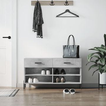 Vidaxl Klupa s prostorom za cipele, betonsko-siva, 102 x 35 x 55 cm