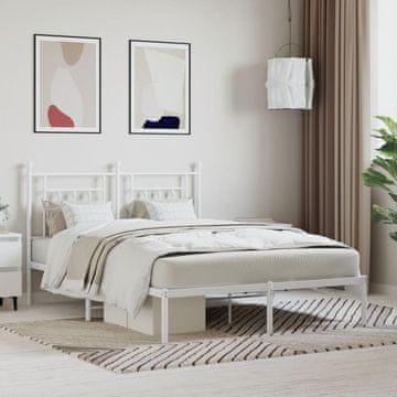 Vidaxl Metalni okvir kreveta s uzglavljem bijeli 140x190 cm