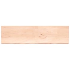 Vidaxl Zidna polica 220x60x(2-6) cm neobrađena masivna hrastovina