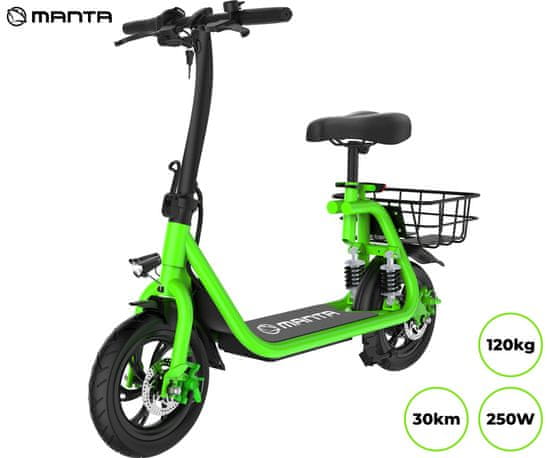 Manta MES1201H Flinston II električni romobil, 30,5 cm (12), crno-zeleni