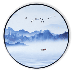 Bondek Azijska slika u okviru Ø 60 cm – Jutarnja plovidba u magli