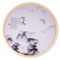 Bondek Azijska slika u drvenom okviru, promjer 60 cm – Dvije čaplje