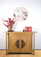 Bondek Azijska slika u drvenom okviru promjera 60 cm – Koi