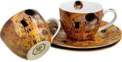 Duo Set 2 šalice + tanjurića Klimt Poljubac, 110 ml porculan, poklon pakiranje, 4081