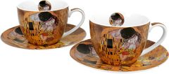 Duo Set 2 šalice + tanjurići Klimt Poljubac, 250 ml porculan, poklon pakiranje, 4043