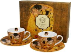 Duo Set 2 šalice + tanjurića Klimt Poljubac, 110 ml porculan, poklon pakiranje, 4081