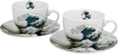 Duo Set 2 šalice + tanjurići Veliki val, 280 ml porculan, poklon pakiranje, 2307