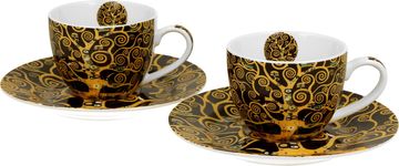 Duo Set od 2 šalice + tanjurićića Klimt Stablo, 110 ml porculan, poklon pakiranje, 5551