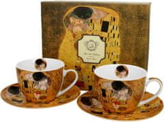 Duo Set 2 šalice + tanjurići Klimt Poljubac, 250 ml porculan, poklon pakiranje, 4043