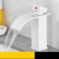 Tavalax Slavina za umivaonik s vodopad mlazom – bijela, mješalica za toplu i hladnu vodu