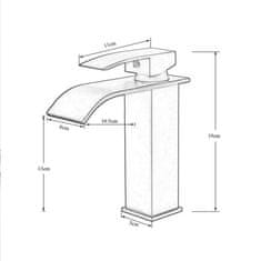 Tavalax Slavina za umivaonik s vodopad mlazom – bijela, mješalica za toplu i hladnu vodu