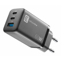 CellularLine Višestruki kućni punjač, ​​65 W, 2x USB-C PD, 1x USB (ACHUSBGAN3PD65WK)