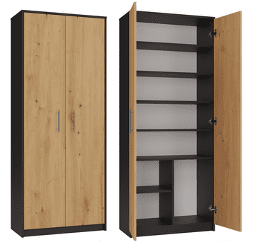 Topeshop Oliv 2D ANTRACIT ARTISAN polica