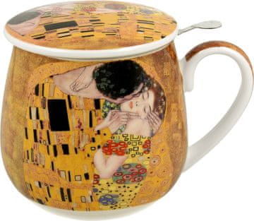 Duo Šalica+poklopac+cjedilo Klimt, 430 ml porculan, poklon pakiranje, 4913