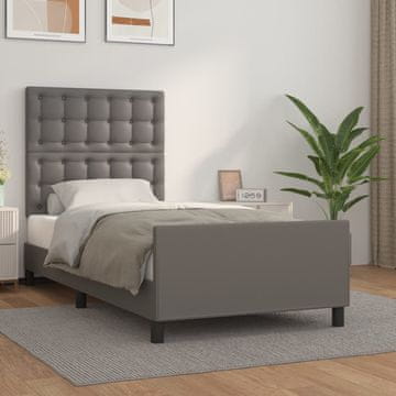 Vidaxl Okvir kreveta s uzglavljem sivi 90x190 cm umjetna koža