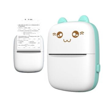 HURTEL Mini termalni pisač za mačke Bluetooth pisač za telefon Zabavni ispis u plavoj boji