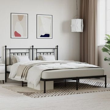 Vidaxl Metalni okvir kreveta s uzglavljem crni 180x200 cm