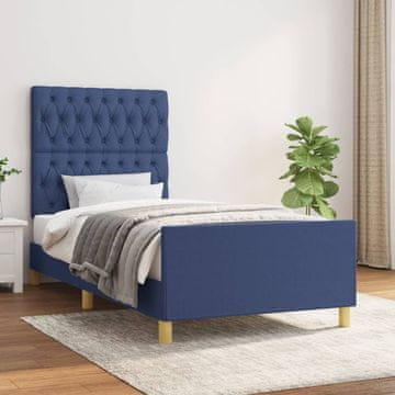 Vidaxl Okvir kreveta bez madraca plavi 90x190 cm tkanina
