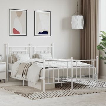 Vidaxl Metalni okvir kreveta s uzglavljem i podnožjem bijeli 140x190 cm
