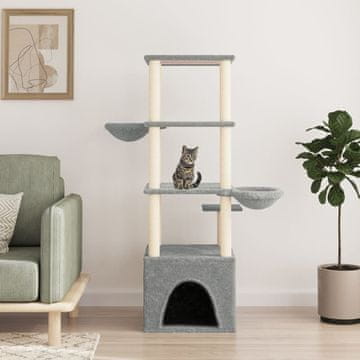Vidaxl Grebalica za mačke sa sisal stupićima svijetlosiva 147 cm