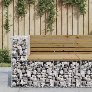 Vidaxl Vrtna klupa s gabionom, 92x71x65,5 cm, impregnirani bor