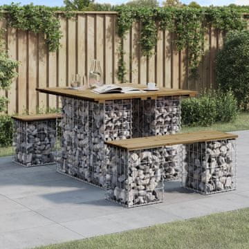 Vidaxl Vrtna klupa s gabionom, 100x102x72 cm, impregnirani bor
