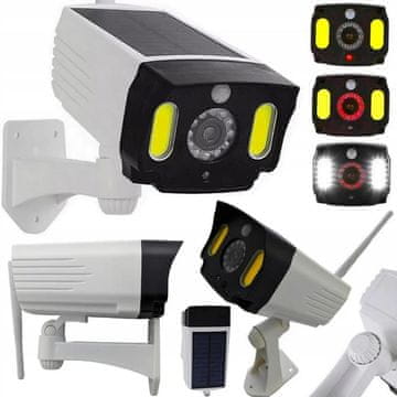 hurtnet Solarna baterija. lažna nadzorna kamera bijela s COB LED lampom + senzor pokreta