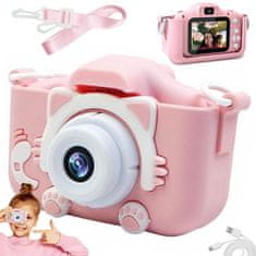 Verkgroup ACA. LCD digitalni fotoaparat za djecu SD PINK + kućište i vrpca