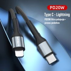 En-TRON A49L kabel za punjenje, USB-C -&gt; lightning, PD20W, crna (A49 lightning)