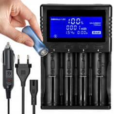Dexxer Univerzalni 12-220V LCD punjač za 4 punjive Li-ion IMR LiFePO4 baterije
