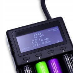 Dexxer Univerzalni 12-220V LCD punjač za 4 punjive Li-ion IMR LiFePO4 baterije