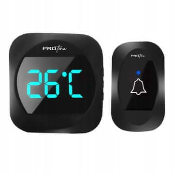 Dexxer 220V LCD bežično zvono i termometar 38 melodija do 300m crno