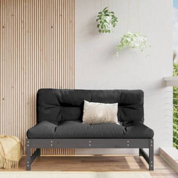 Vidaxl Središnja sjedalica siva 120x80 cm masivno borovo drvo