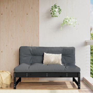 Vidaxl Središnja sjedalica crna 120x80 cm masivno borovo drvo