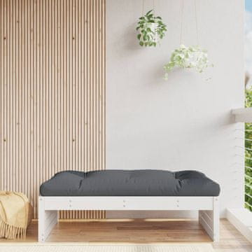 Vidaxl Vrtni tabure bijeli 120x80 cm masivni borov drvo