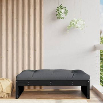 Vidaxl Vrtni tabure crni 120x80 cm masivni borov drvo