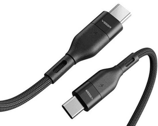 Veger CC01 kabel, pleteni, USB-C na USB-C, 60W, 1,2 m, crna (CC01)