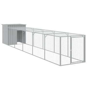 Vidaxl Kavez za kokoši s igralištem svjetlosivi 110x609x110 cm čelični