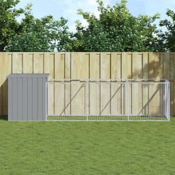 Vidaxl Pseći boks s ograđenim prostorom svijetlosivi 110x405x110 cm čelik