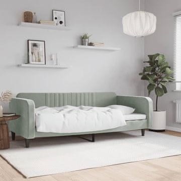 Vidaxl Kauč na razvlačenje svijetlosiva 90x200 cm presvučen baršunom