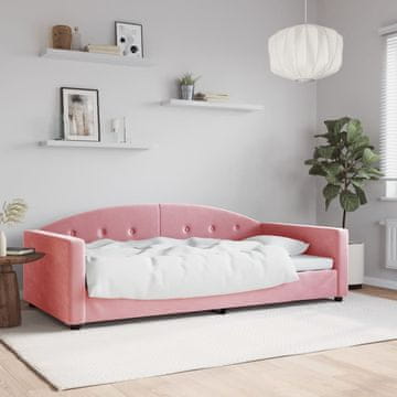 Vidaxl Kauč na razvlačenje ružičaste boje 100x200 cm presvučen baršunom