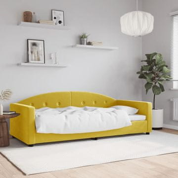 Vidaxl Kauč na razvlačenje žut 90x200 cm presvučen baršunom