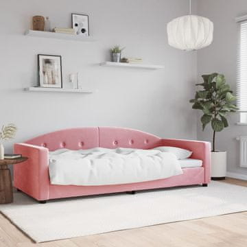 Vidaxl Kauč na razvlačenje ružičaste boje 90x200 cm presvučen baršunom