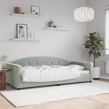 Vidaxl Kauč na razvlačenje svijetlosiva 90x190 cm presvučen baršunom