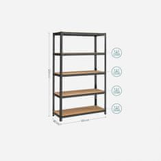 Songmics GLR060B01 polica, 60x120x200 cm, smeđe-crna