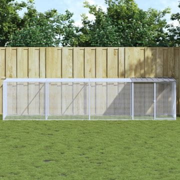 Vidaxl Kavez za kokoši s krovom svijetlo sivi 403x98x90 cm čelik