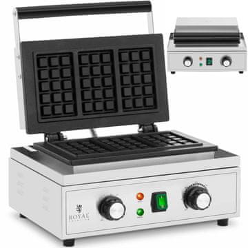 Royal Catering Pravokutni aparat za vafle za 3 belgijska vafla TEFLON 1500 W